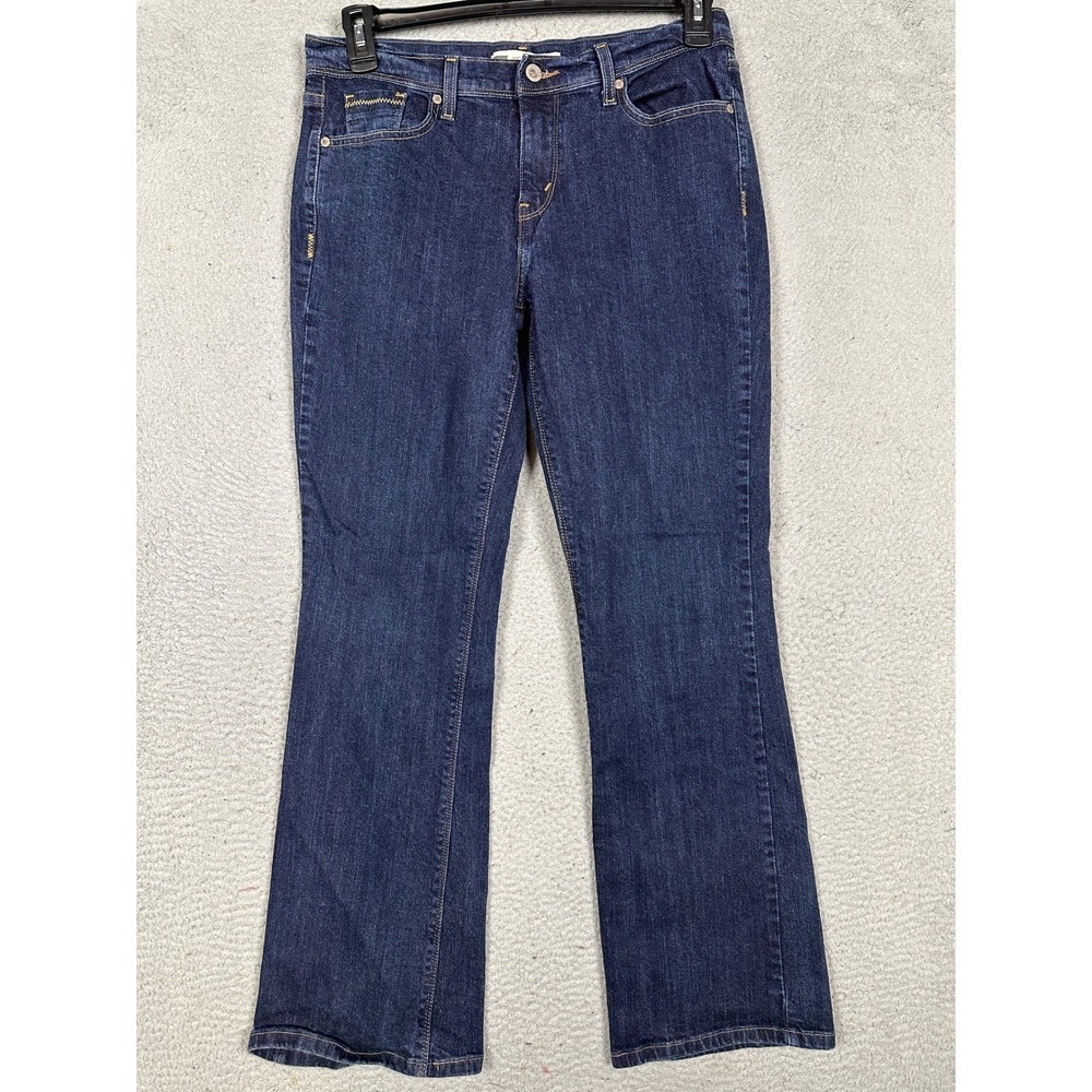 Levis Jeans Women 10M Blue Bootcut Dark Wash Stretch 5 Pocket Red Tab Casual EUC
